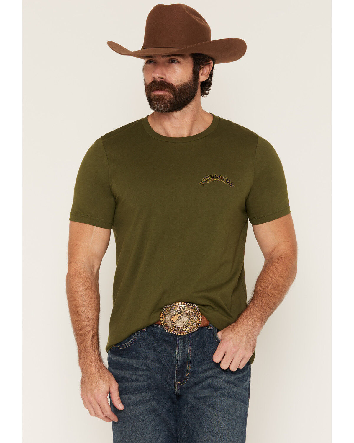 Image #2 - Pendleton Men's Western Company Short Sleeve Graphic T-Shirt, Olive, hi-res