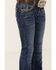 Image #2 - Shyanne Little Girls' Dark Wash Arrow Embroidered Stretch Bootcut Jeans , Blue, hi-res