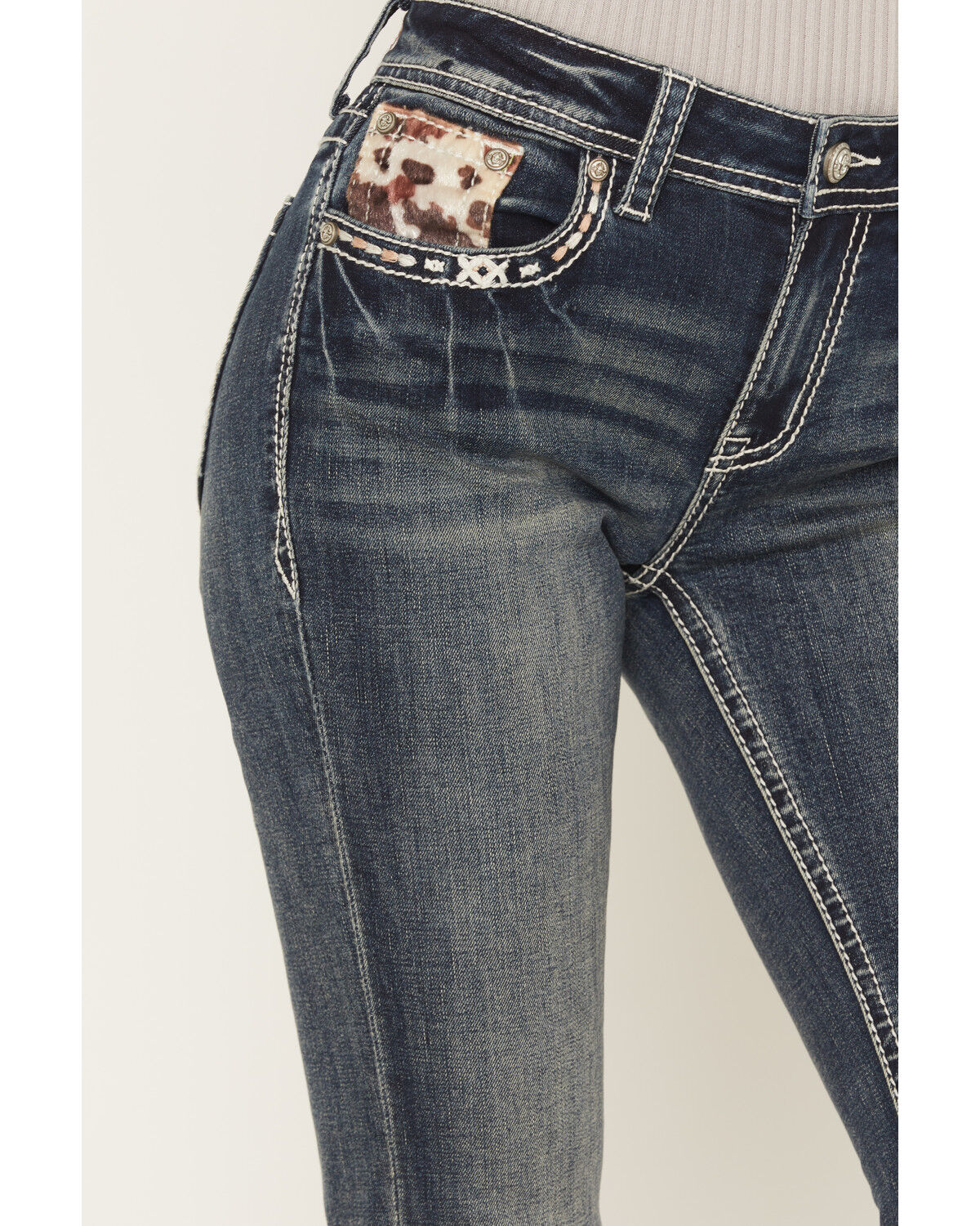 Image #4 - Grace in LA Women's Medium Wash Mid Rise Embellished Bootcut Denim Jeans, Medium Wash, hi-res