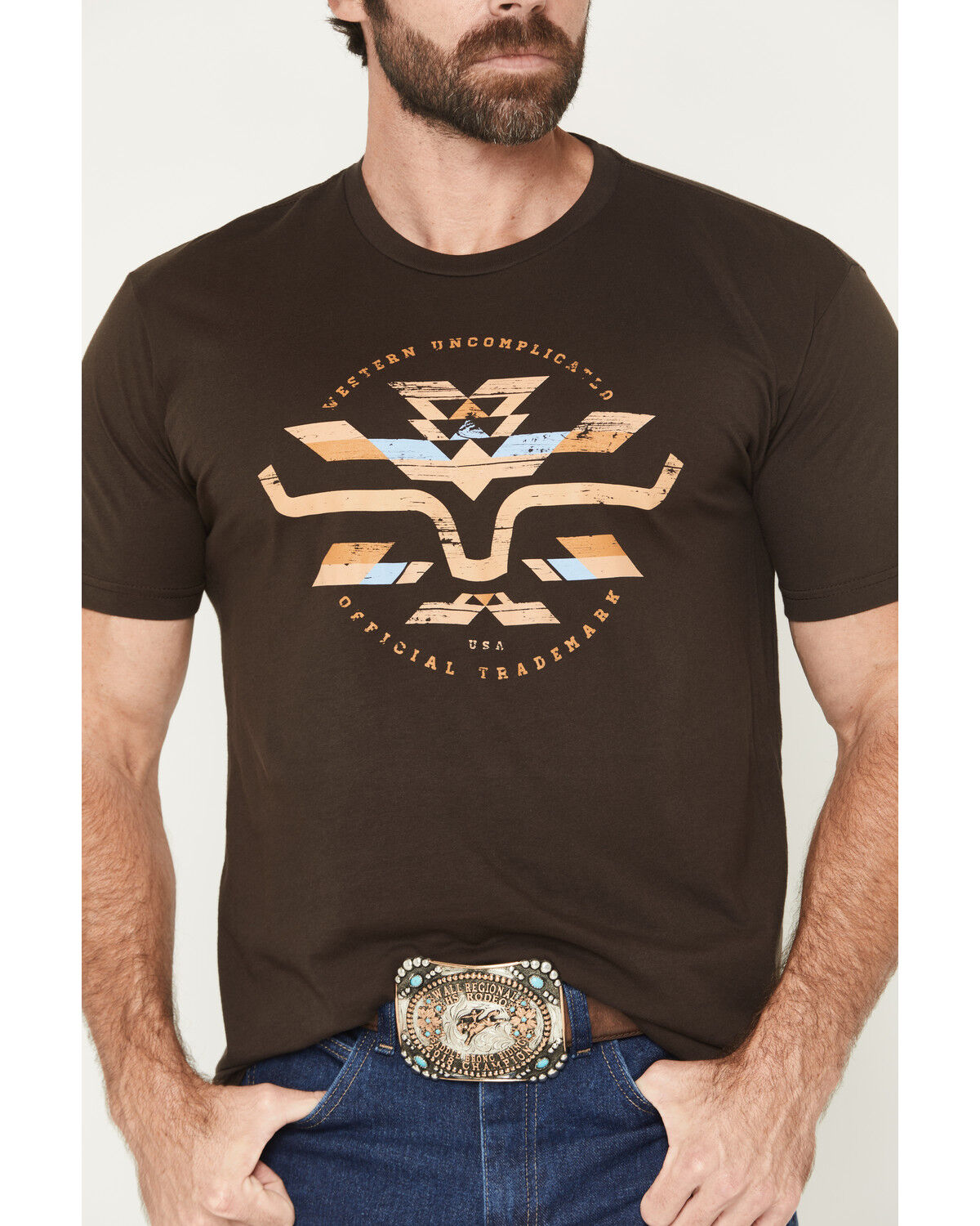 Image #3 - Kimes Ranch Men's Circular Serape Logo Short Sleeve Graphic T-Shirt, Dark Brown, hi-res