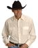 Image #1 - Wrangler Men's White Solid Dobby Long Sleeve Pearl Snap Western Shirt - Big & Tall, Cream, hi-res