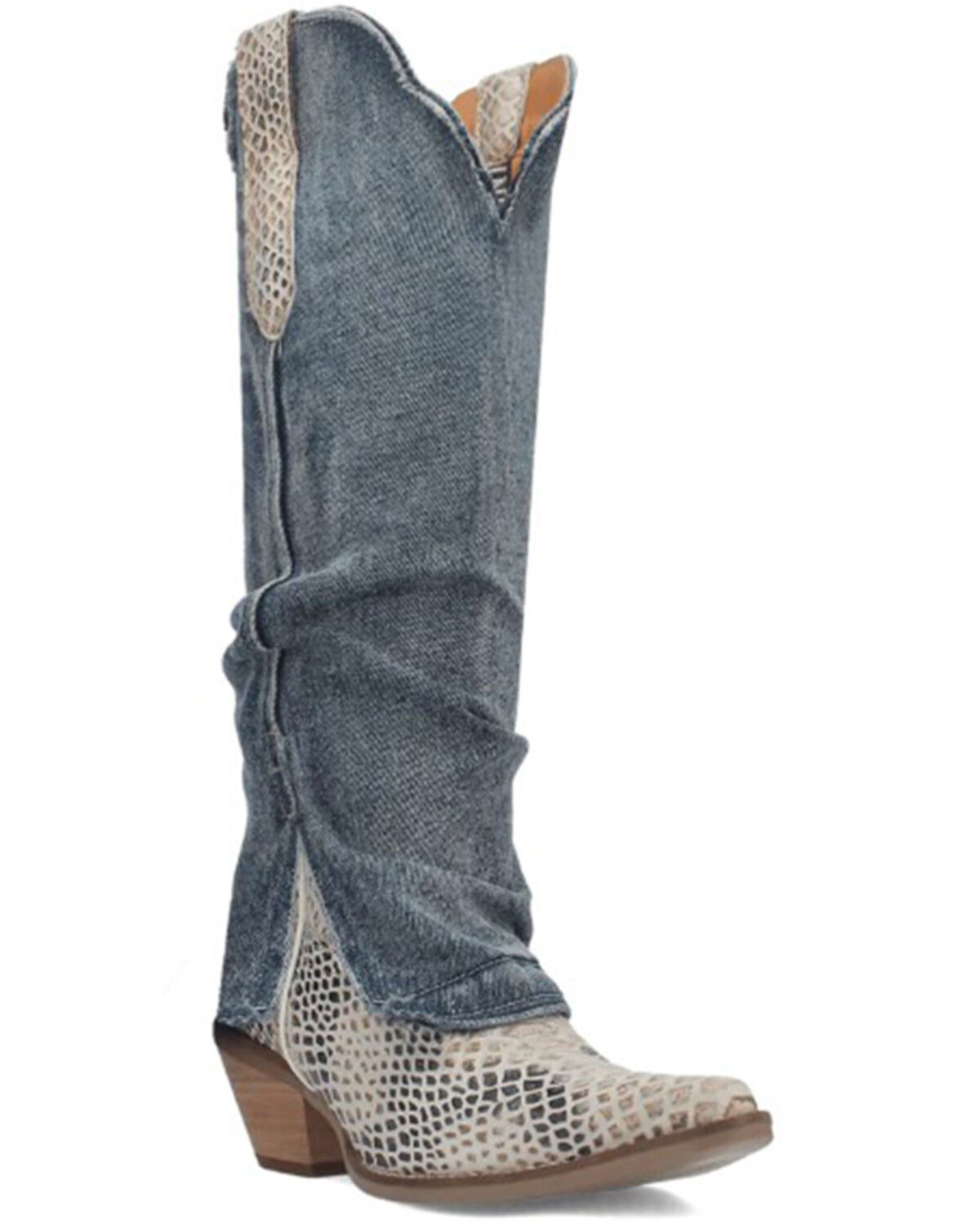Image #1 - Dingo Women's Shabby Leather Western Boots - Snip Toe, Blue, hi-res