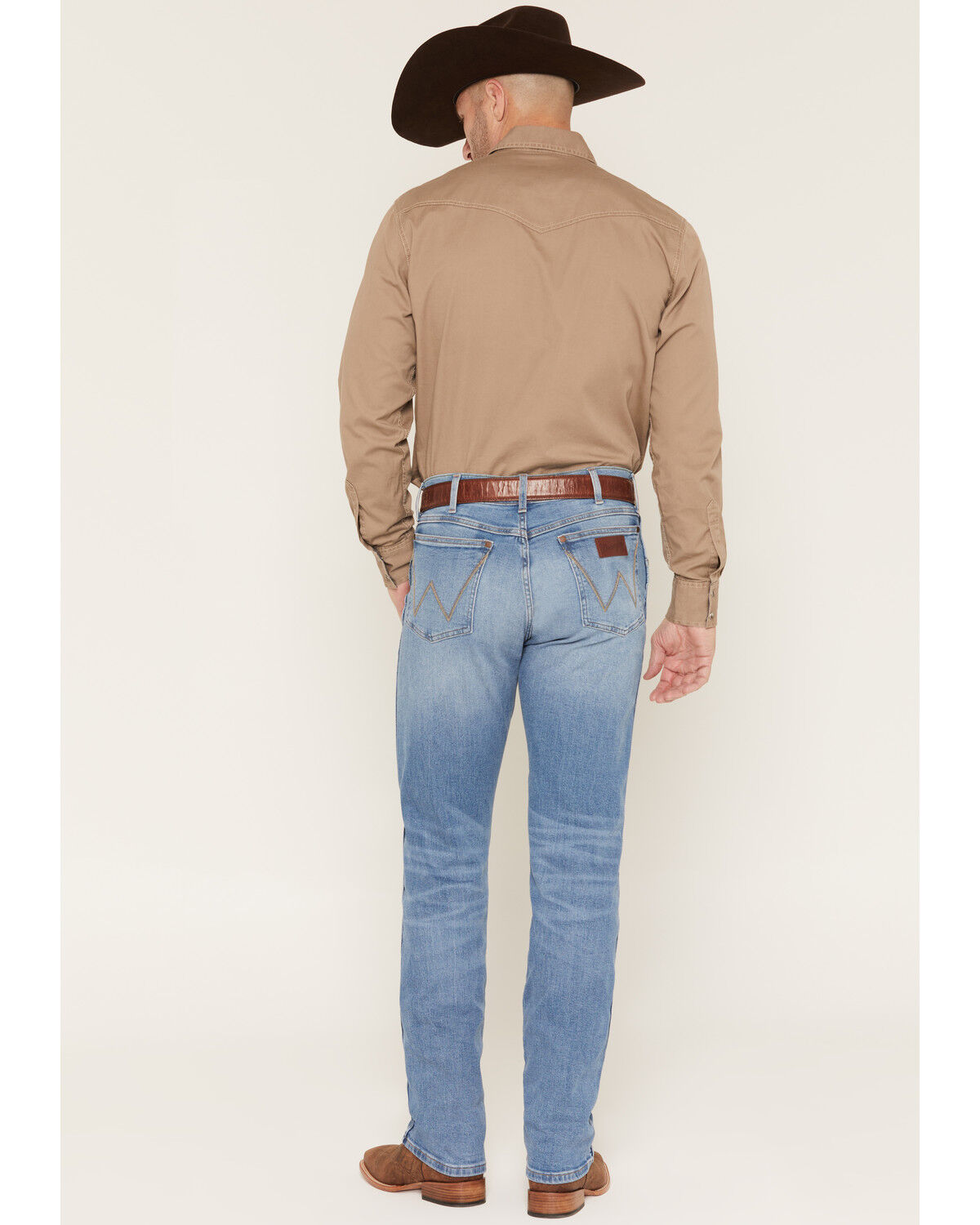 Image #3 - Wrangler Men's Retro Light Wash Slim Straight Stretch Denim Jeans, Light Wash, hi-res