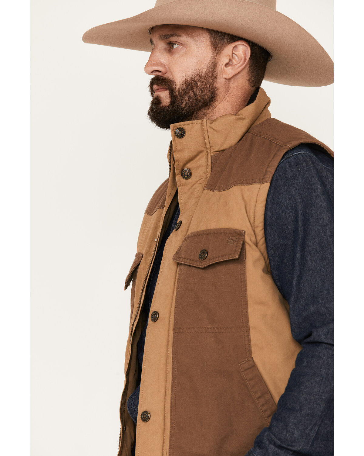 Image #2 - Blue Ranchwear Men's Waxed Canvas Vest, Beige/khaki, hi-res
