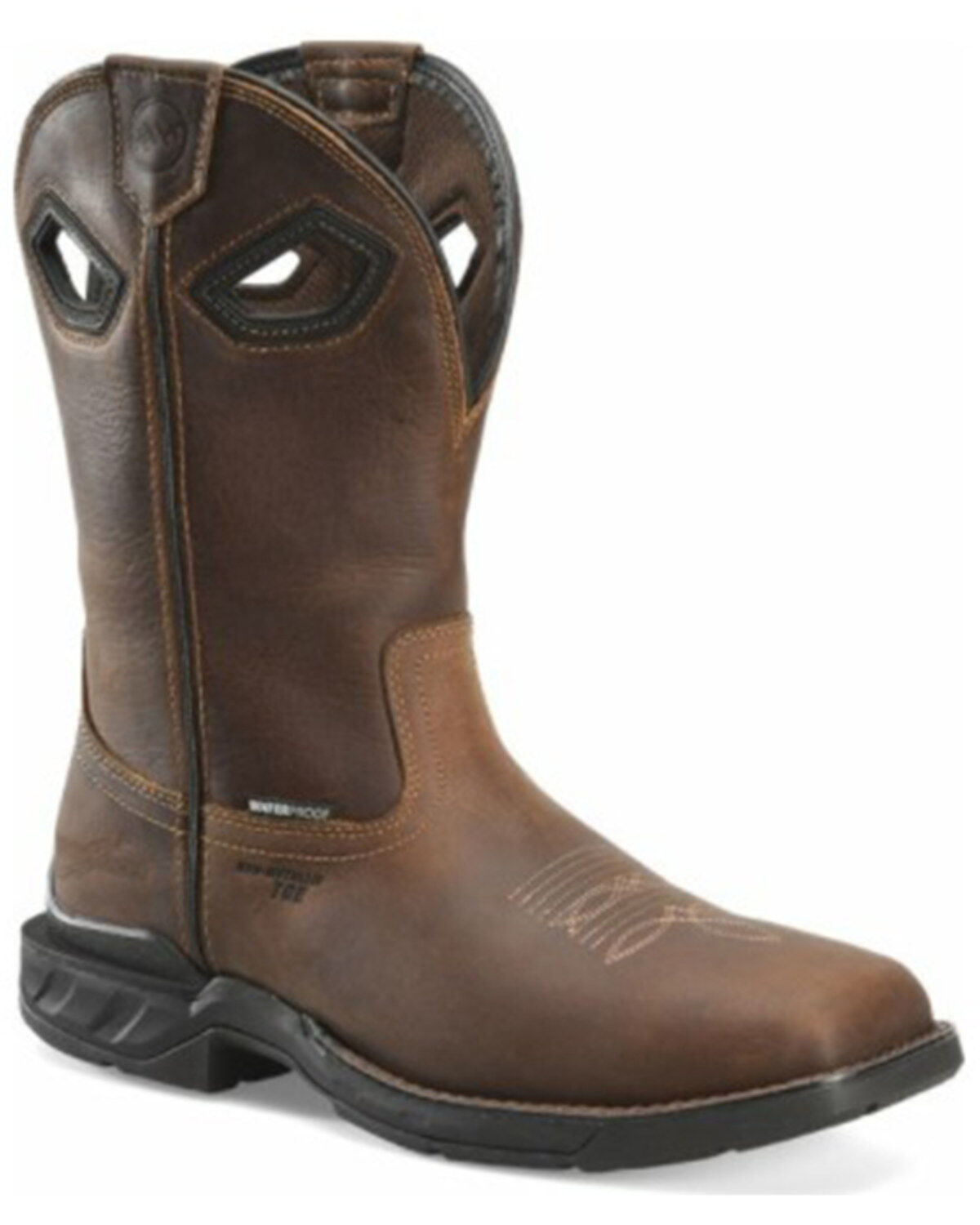 Double H Men's Zane Waterproof Western Work Boots - Composite Toe, Brown, hi-res