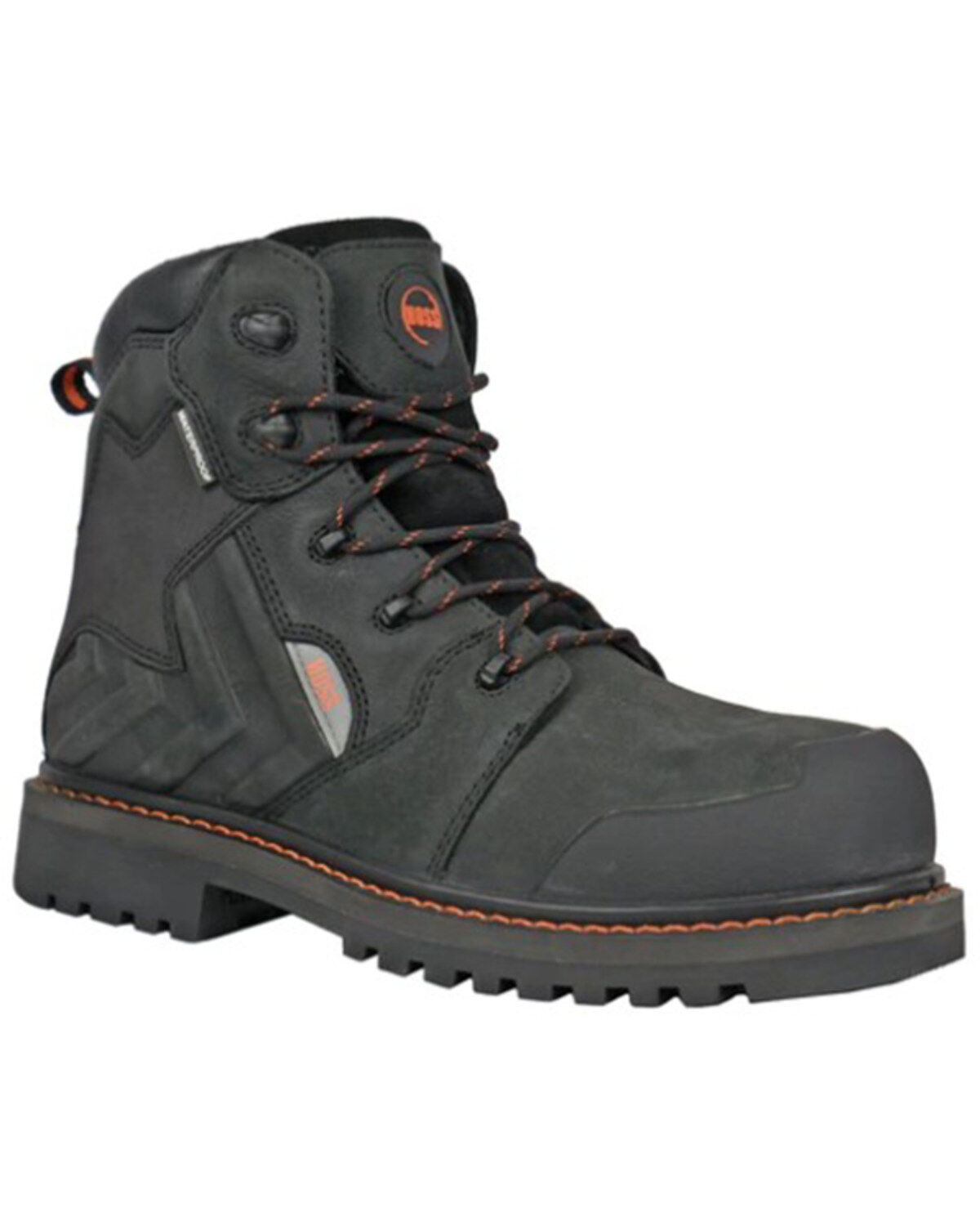 Image #1 - Hoss Men's Bronc 6" Lace-Up Waterproof Work Boots - Composite Toe, Black, hi-res