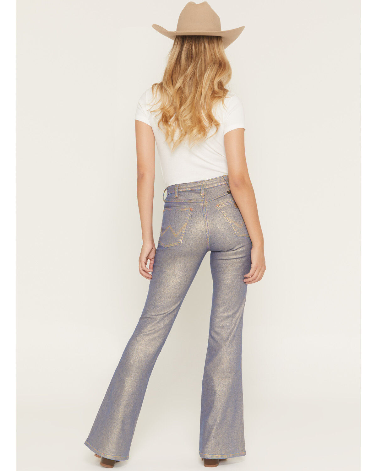Image #3 - Wrangler X Lainey Wilson Women's Glitter High Rise Flare Stretch Denim Jeans, Multi, hi-res