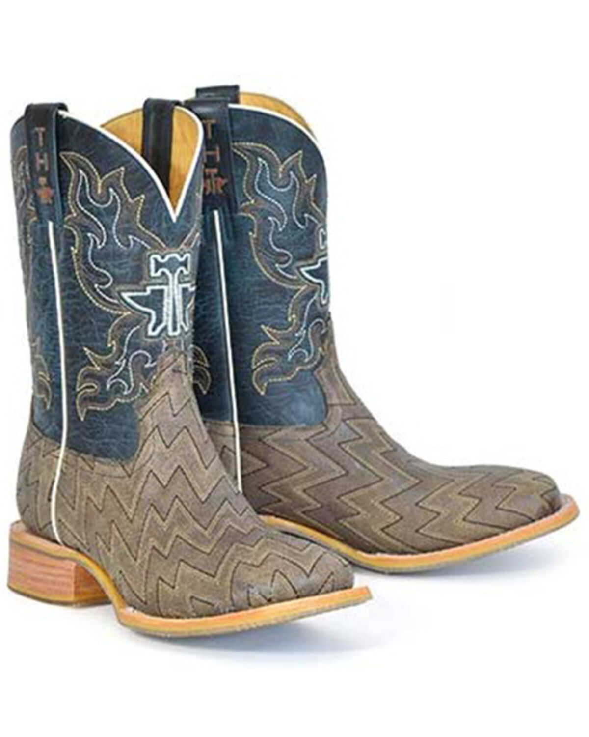 Tin Haul Men's Lightning Strikes Western Boots - Broad Square Toe, Tan, hi-res