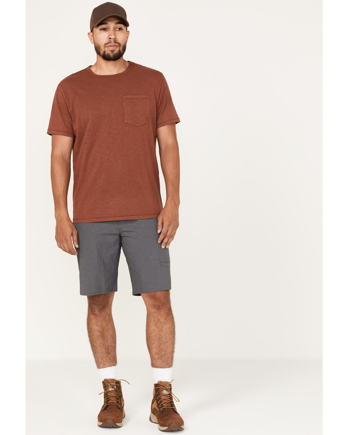 Brothers and Sons Men's Stretch Ripstop Charcoal Slim Straight Cargo Shorts, Charcoal, hi-res