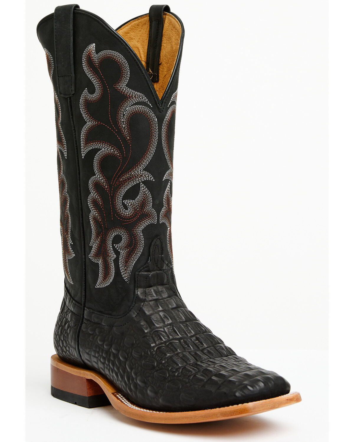 Image #1 - Horse Power Men's Boot Barn Exclusive Nile Crocodile Print Tall Western Boots - Broad Square Toe, Black, hi-res