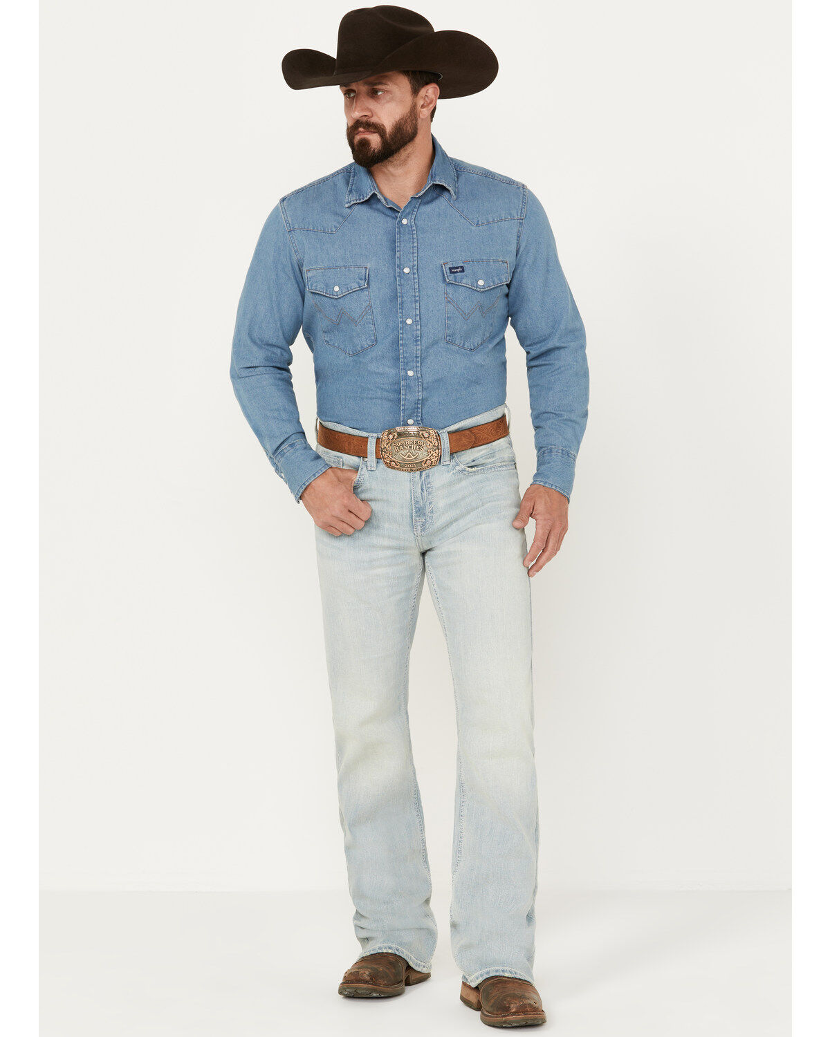 Image #1 - Cody James Men's Pioneer Wash Wyatt Slim Bootcut Stretch Denim Jeans, Light Wash, hi-res