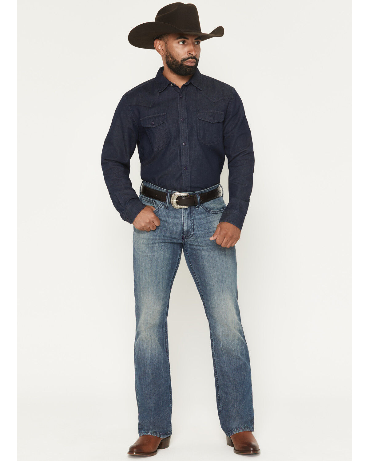 Cody James Men's Texas Wash Wyatt Slim Bootcut Stretch Denim Jeans, Dark Wash, hi-res