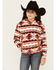 Image #1 - Shyanne Girls' Bailey Po Southwestern Print Polar Fleece Hoodie , Medium Brown, hi-res