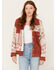 Image #1 - Miss Me Women's Southwestern Print Color Block Shacket , Red, hi-res