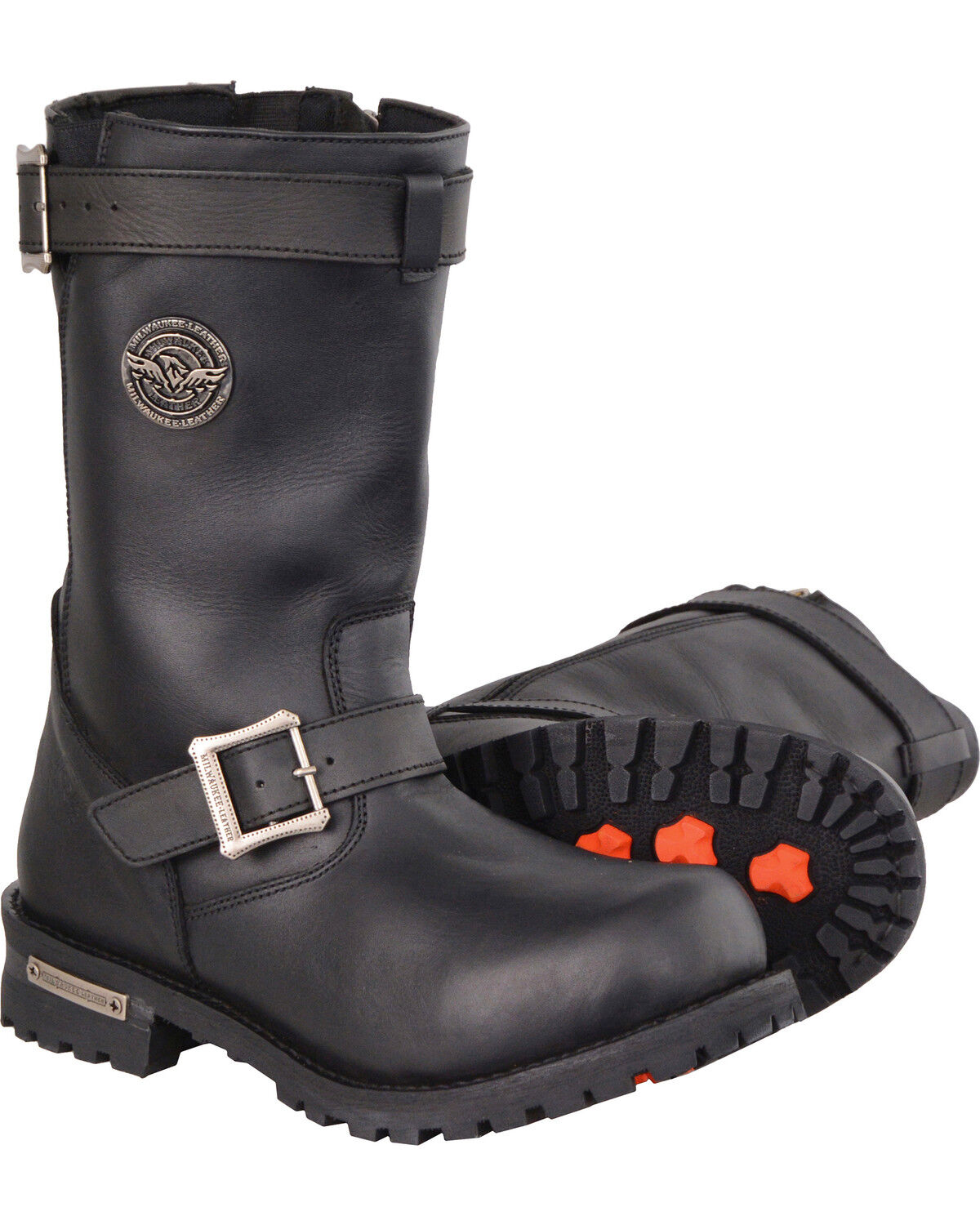 Milwaukee Leather Men's 11" Classic Engineer Boots - Round Toe, Black, hi-res
