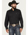 Image #1 - Cinch Men's Moose Print Long Sleeve Button-Down Western Shirt, Black, hi-res
