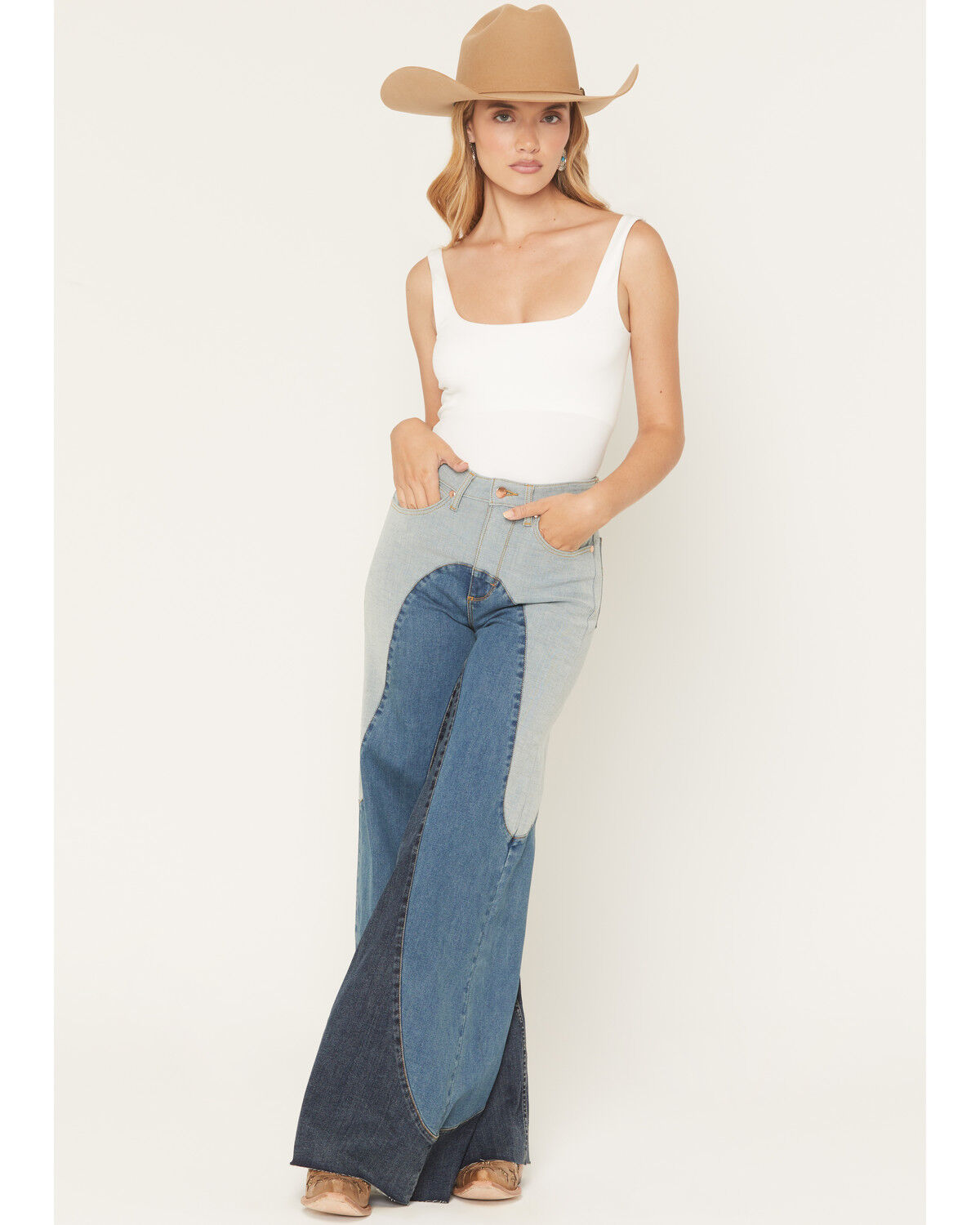 Wrangler X Lainey Wilson Women's High Rise Groovy Wide Leg Stretch Denim Jeans, Multi, hi-res