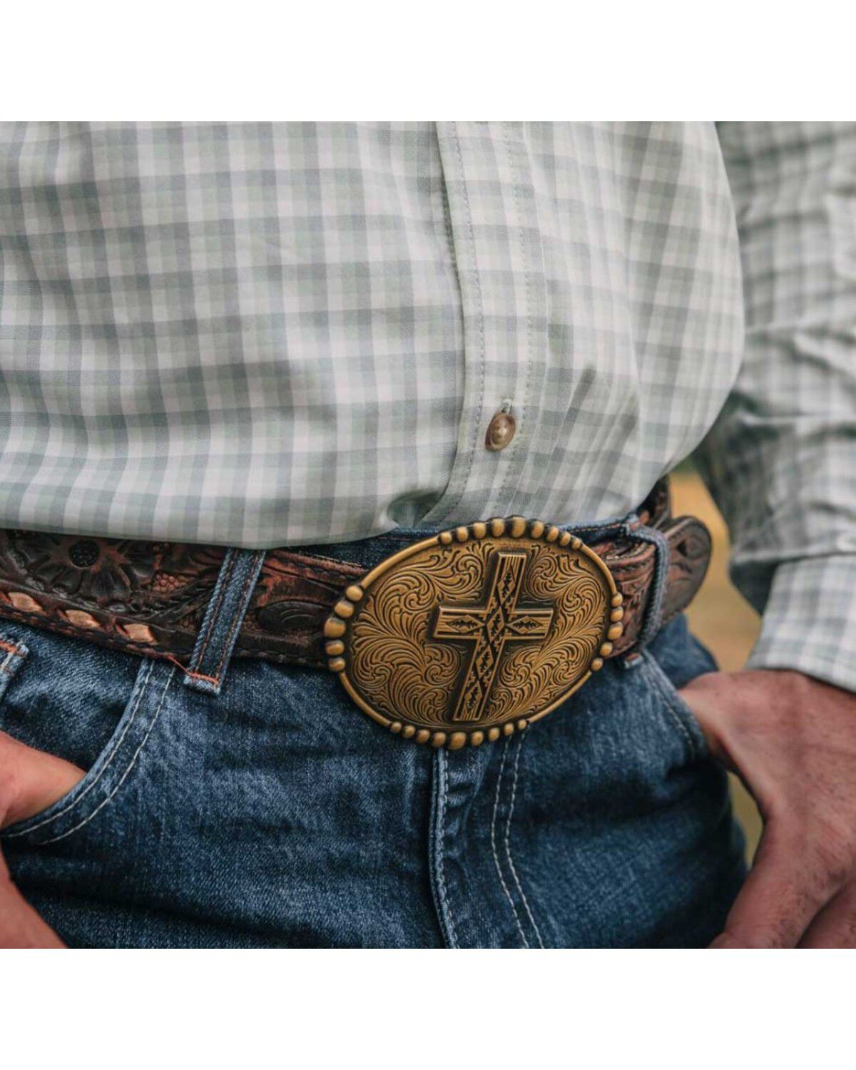 Montana Silversmiths Men's Faith of the Southwest Belt Buckle, Silver, hi-res