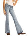 Image #2 - Rock & Roll Denim Girls' Light Wash Split Hem Basic Trouser, Blue, hi-res