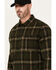 Image #2 - Lucky Brand Workwear Men's Hometown Plaid Print Long Sleeve Button-Down Flannel Shirt, Olive, hi-res