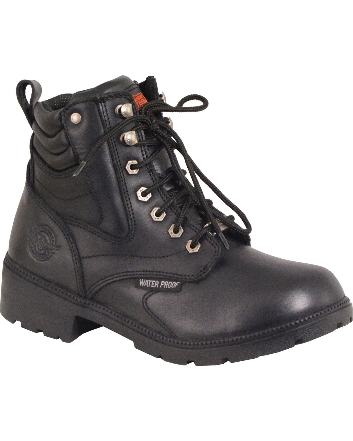 Image #1 - Milwaukee Leather Women's Waterproof Side Zipper Boots - Round Toe, Black, hi-res
