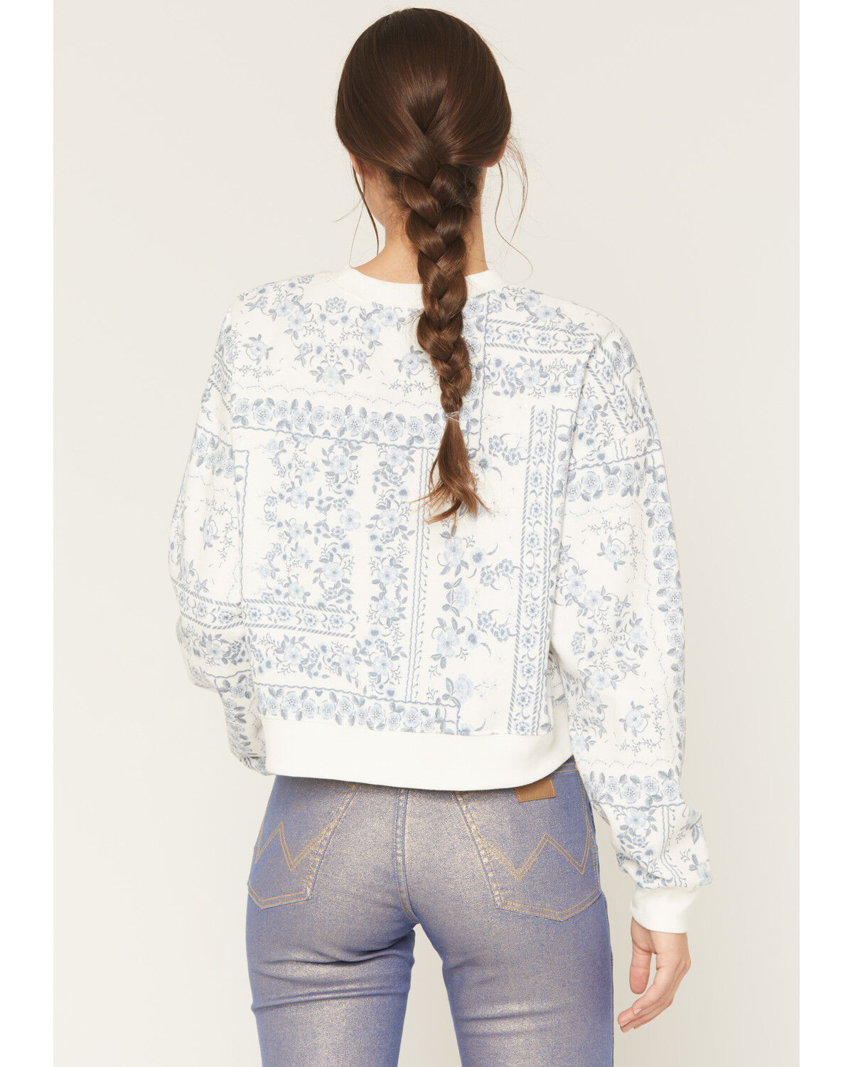 Image #4 - Originality Women's Bandana Cropped Fleece Sweatshirt, White, hi-res