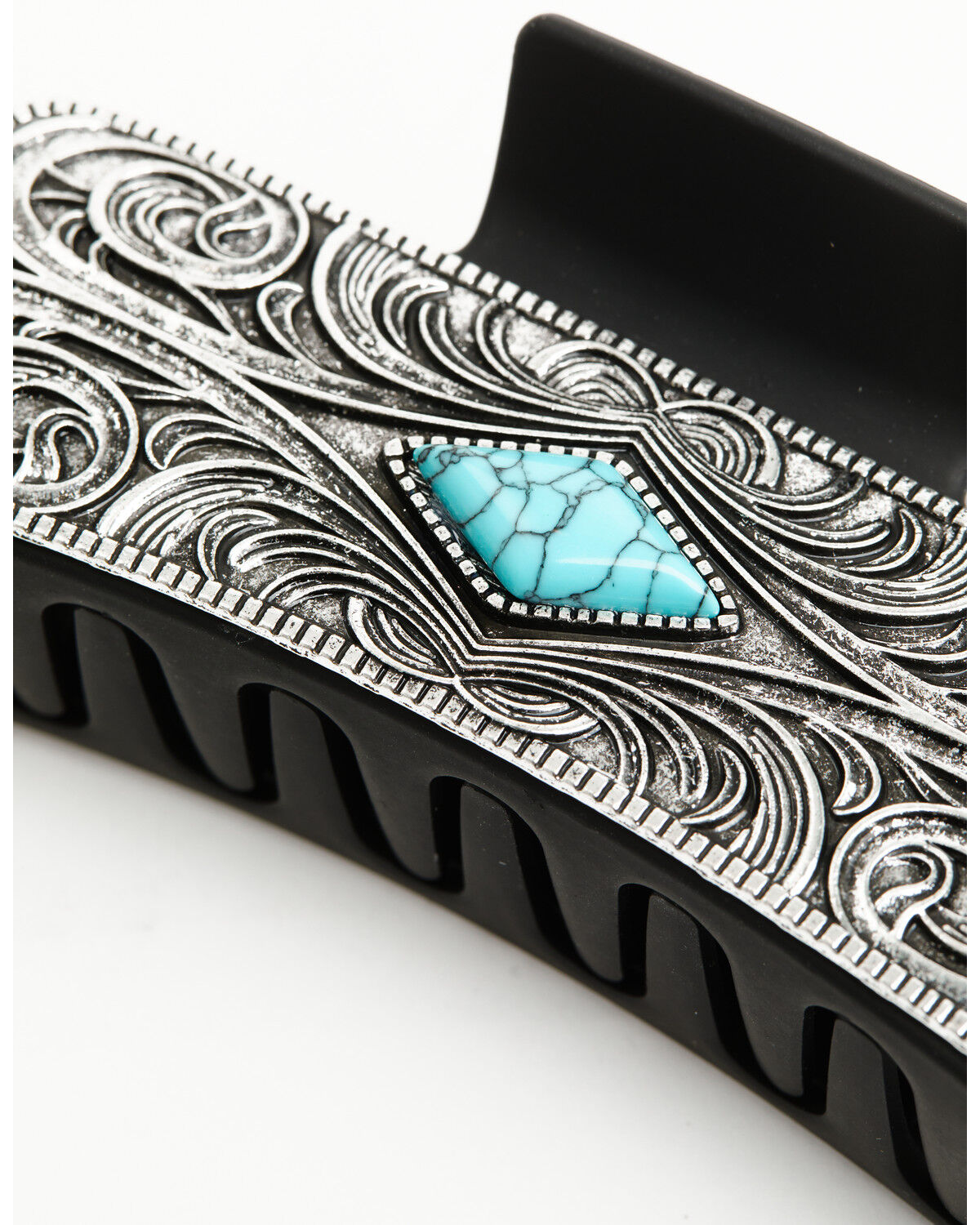 Image #3 - Idyllwind Women's Riverbend Inlay Metal Claw Clip, Silver, hi-res
