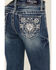 Image #4 - Grace in LA Girls' Dark Wash Geo Print Pocket Stretch Bootcut Jeans , Medium Wash, hi-res