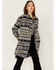 Image #1 - Cripple Creek Women's Southwestern Stripe Print Shacket, Grey, hi-res