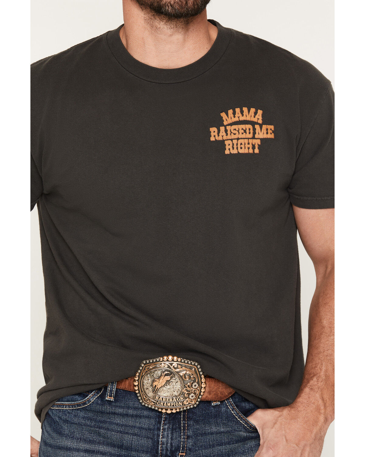 Image #4 - Seager Men's Raised Right Short Sleeve Graphic T-Shirt, Charcoal, hi-res