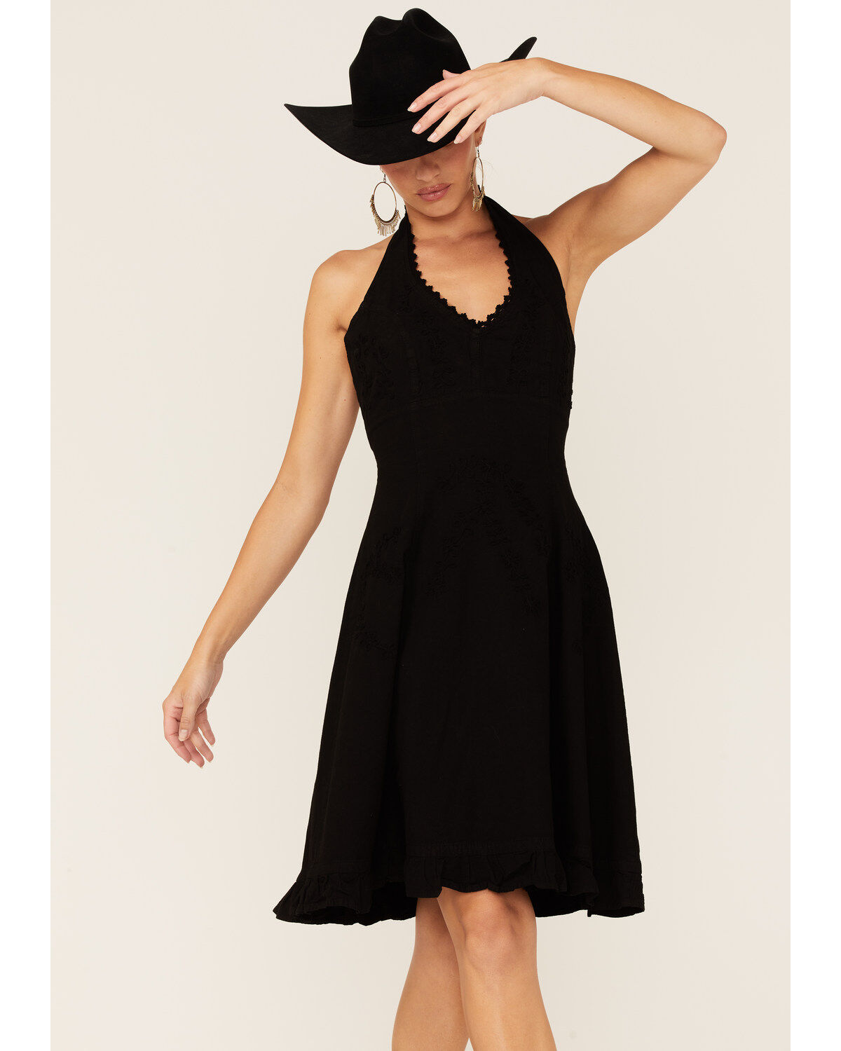 Image #1 - Scully Peruvian Cotton Halter Top Mini Dress, Black, hi-res