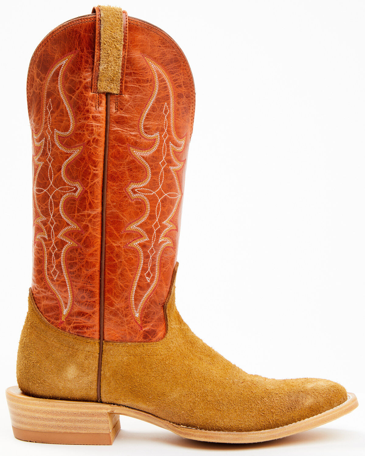 Image #2 - Hondo Boots Men's Roughout Western Boots - Broad Square Toe, Brown, hi-res