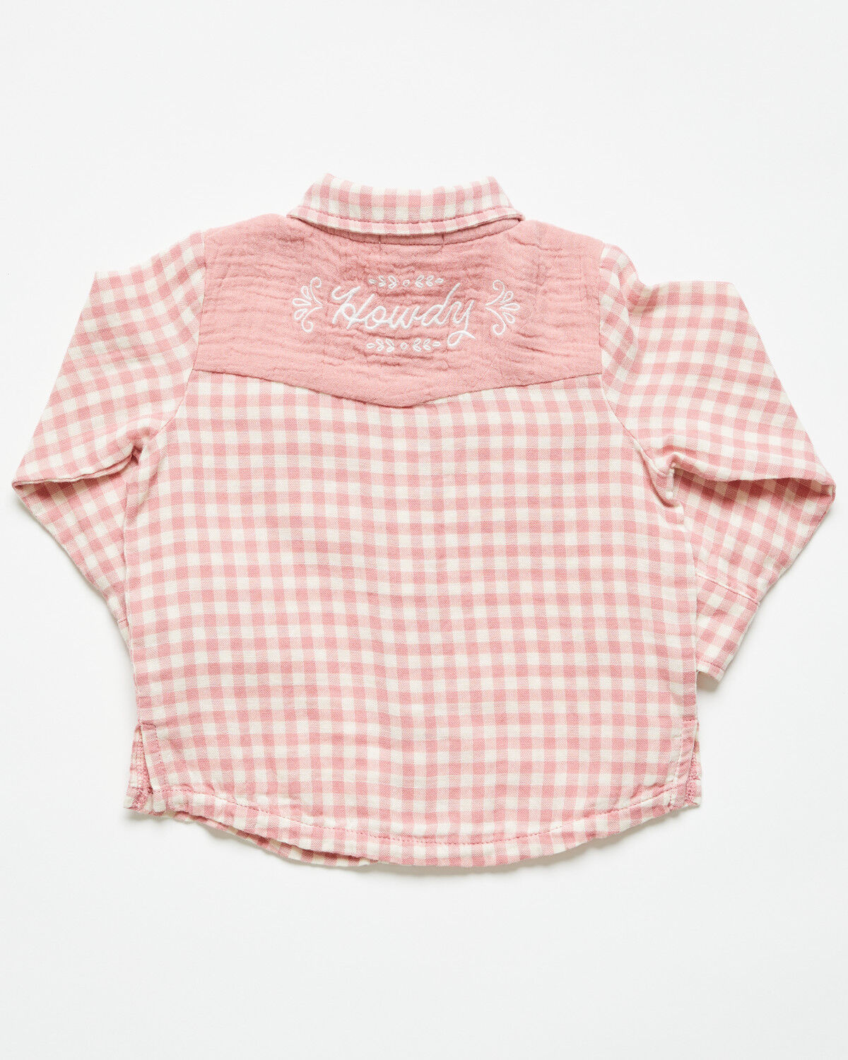 Image #3 - Angel Dear Infant Girls' Plaid Print Long Sleeve Snap Western Shirt, Pink, hi-res