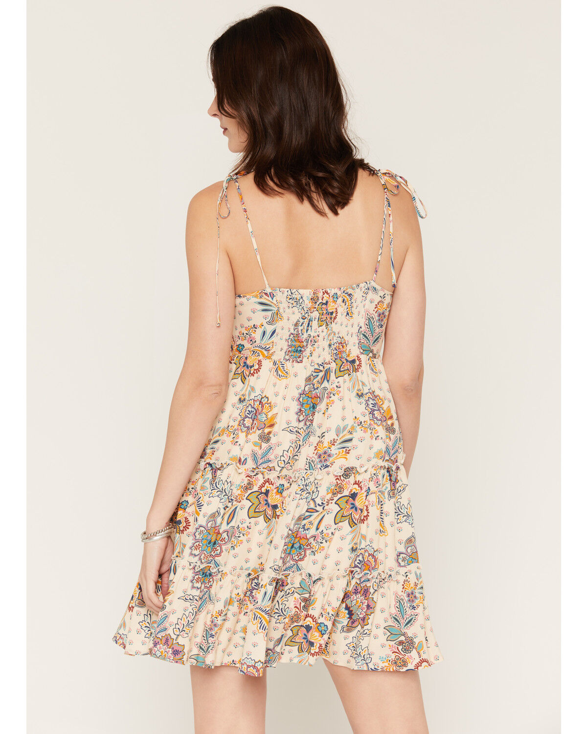 Image #4 - Shyanne Women's Leon Floral Print Mini Dress, Beige, hi-res