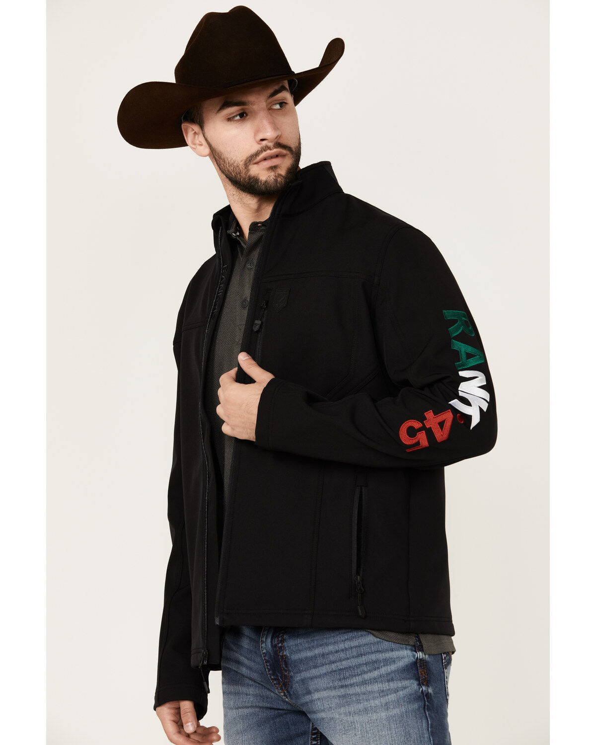 Image #3 - RANK 45&reg; Men's Mexico Embroidered Seal Softshell Jacket, Black, hi-res