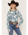 Image #1 - Wrangler Retro Women's Western Conversational Print Long Sleeve Snap Western Shirt, Blue, hi-res