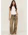 Image #1 - Miss Me Women's Vintage Mid Rise Baggy 32" Wide Leg Stretch Denim Jeans, Medium Wash, hi-res