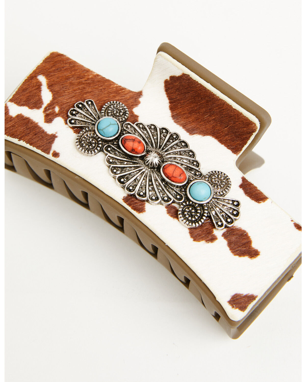 Image #3 - Shyanne Women's Jessie Cow Print Concho Hair Claw Clip, Brown, hi-res