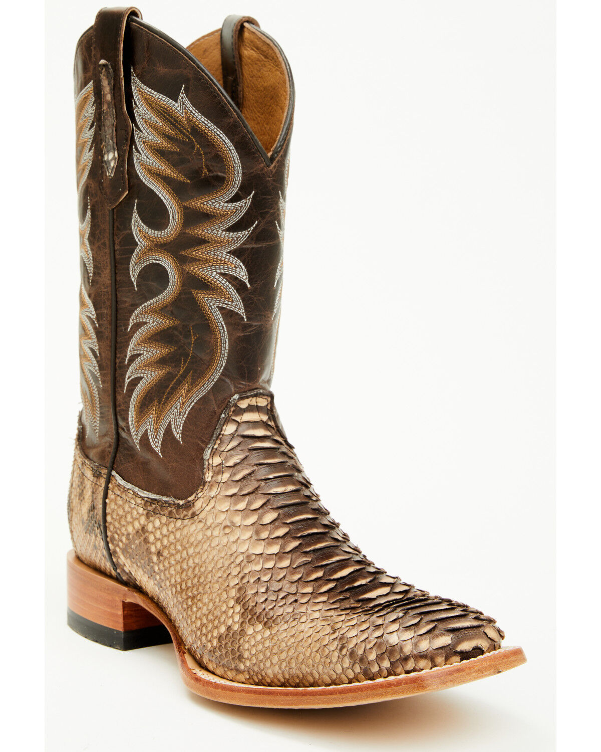 Cody James Men's Exotic Python Western Boots - Broad Square Toe, Dark Brown, hi-res