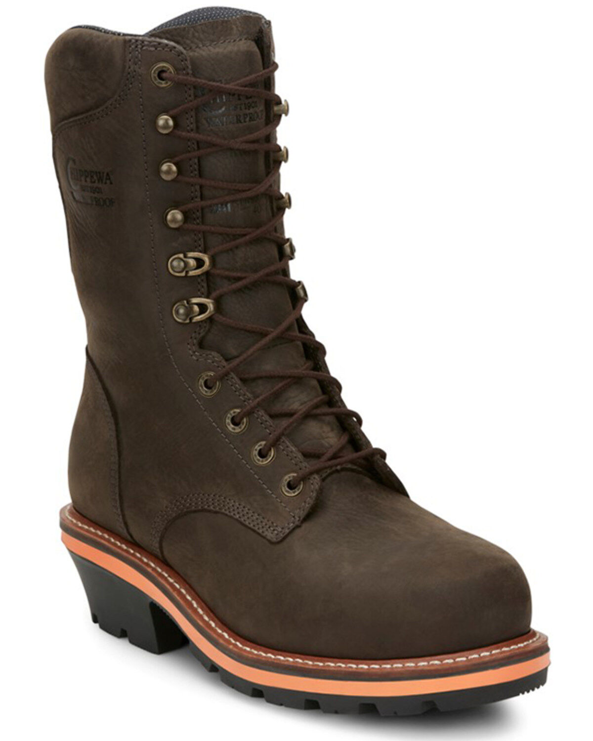 Chippewa Men's Thunderstruck 10" Waterproof Insulated Logger Work Boot - Soft Toe, Brown, hi-res