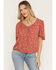 Image #1 - Wild Moss Women's Western Print Short Sleeve Shirt, Rust Copper, hi-res
