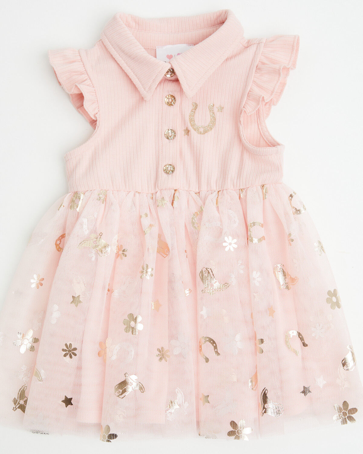 Image #1 - Sugar California Infant Girls' Horseshoe Print Tutu Dress, Pink, hi-res