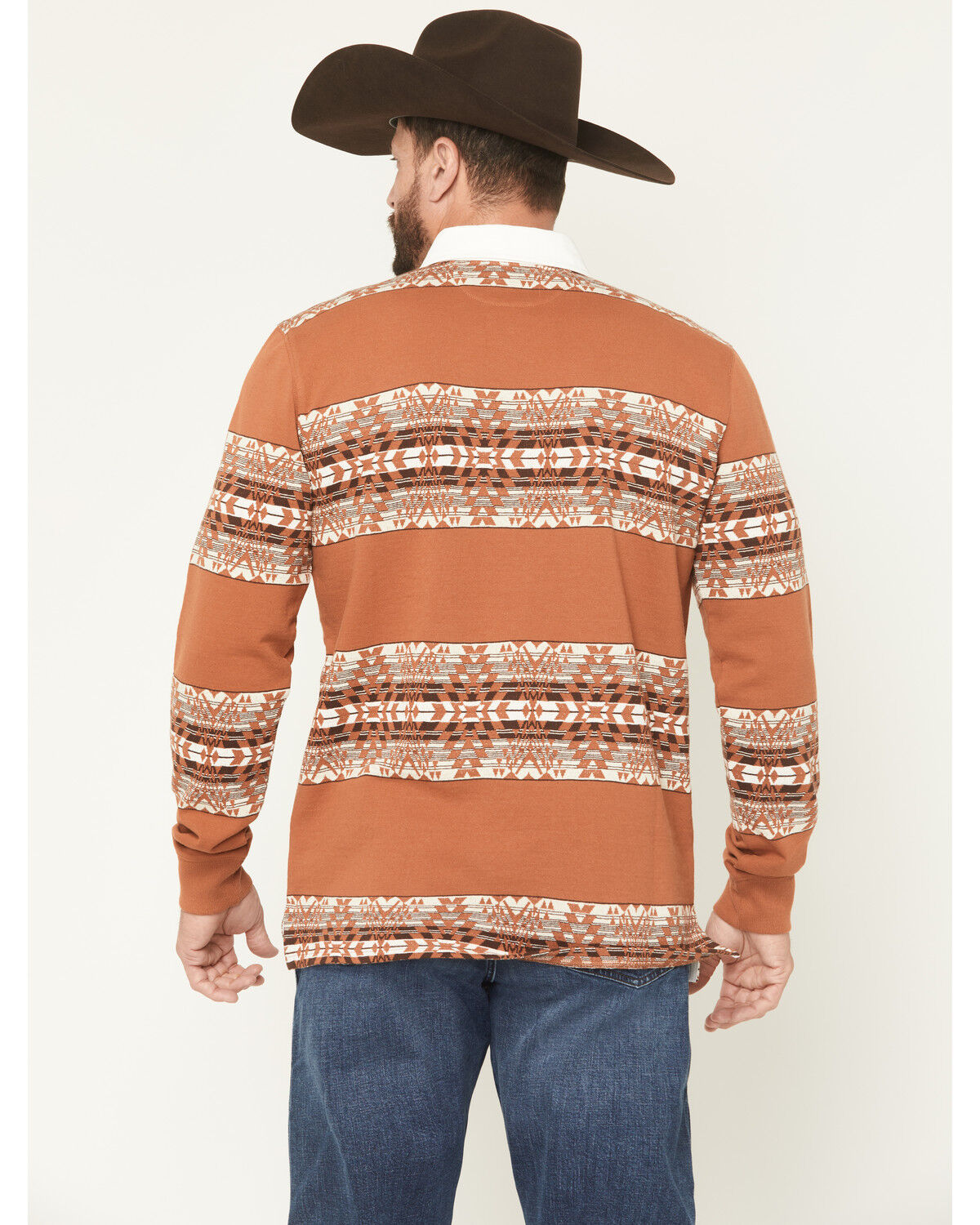 Image #4 - RANK 45&reg; Men's Southwestern Striped Rugby Polo Shirt, Cognac, hi-res