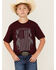 Image #1 - Cody James Boys' Tread Flag Print Short Sleeve Graphic T-Shirt , Red, hi-res