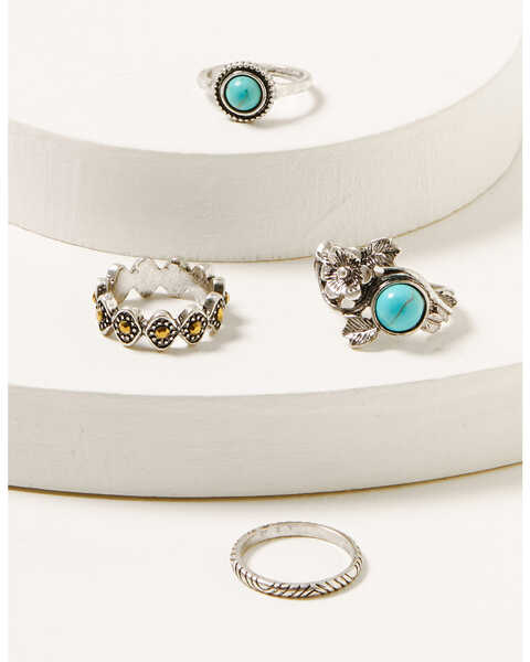 Image #1 - Shyanne Women's 4-piece Silver Turquoise & Citrine Ring Set, Silver, hi-res
