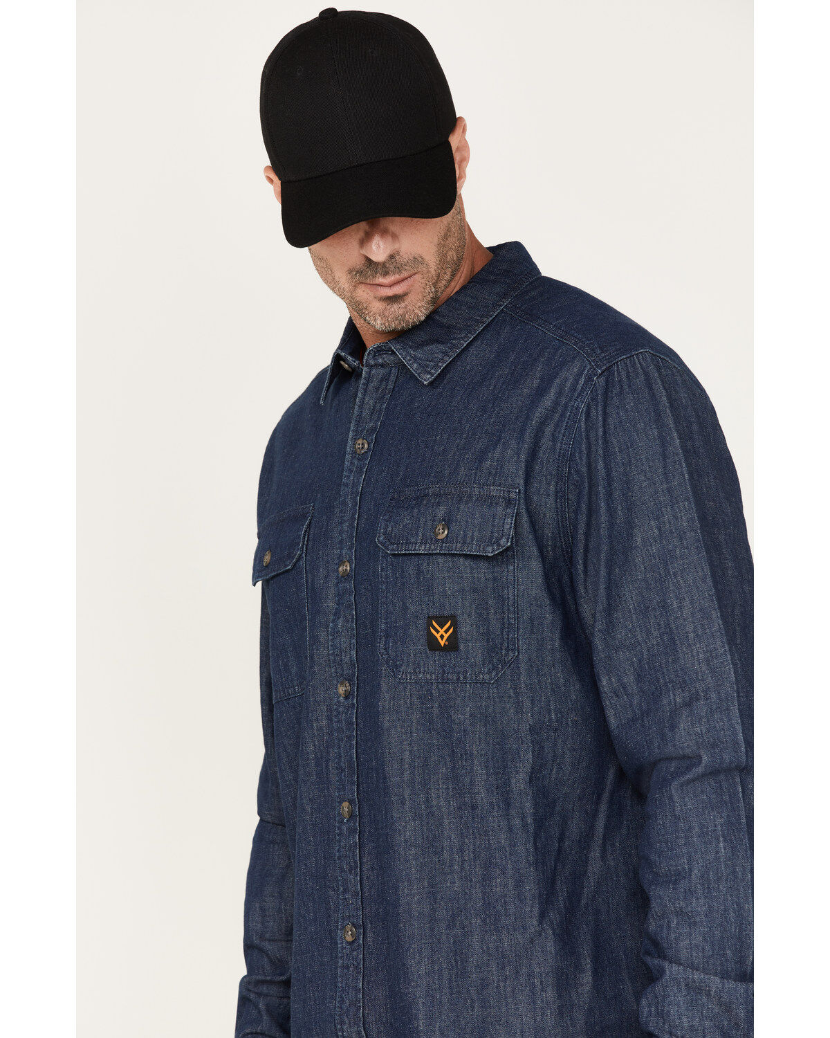Image #2 - Hawx Men's Denim Work Shirt, Indigo, hi-res