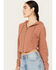 Image #2 - Cleo + Wolf Women's Corset Cropped Hoodie, Lt Brown, hi-res