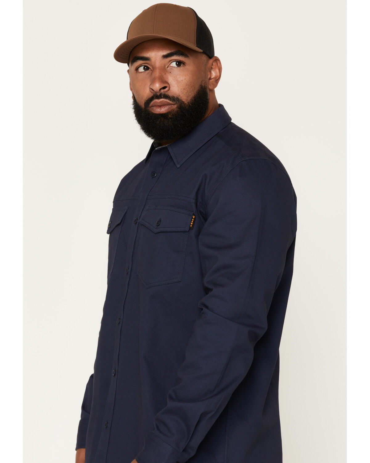 Image #2 - Hawx Men's All Out Solid Twill Long Sleeve Button-Down Work Shirt - Tall, Navy, hi-res