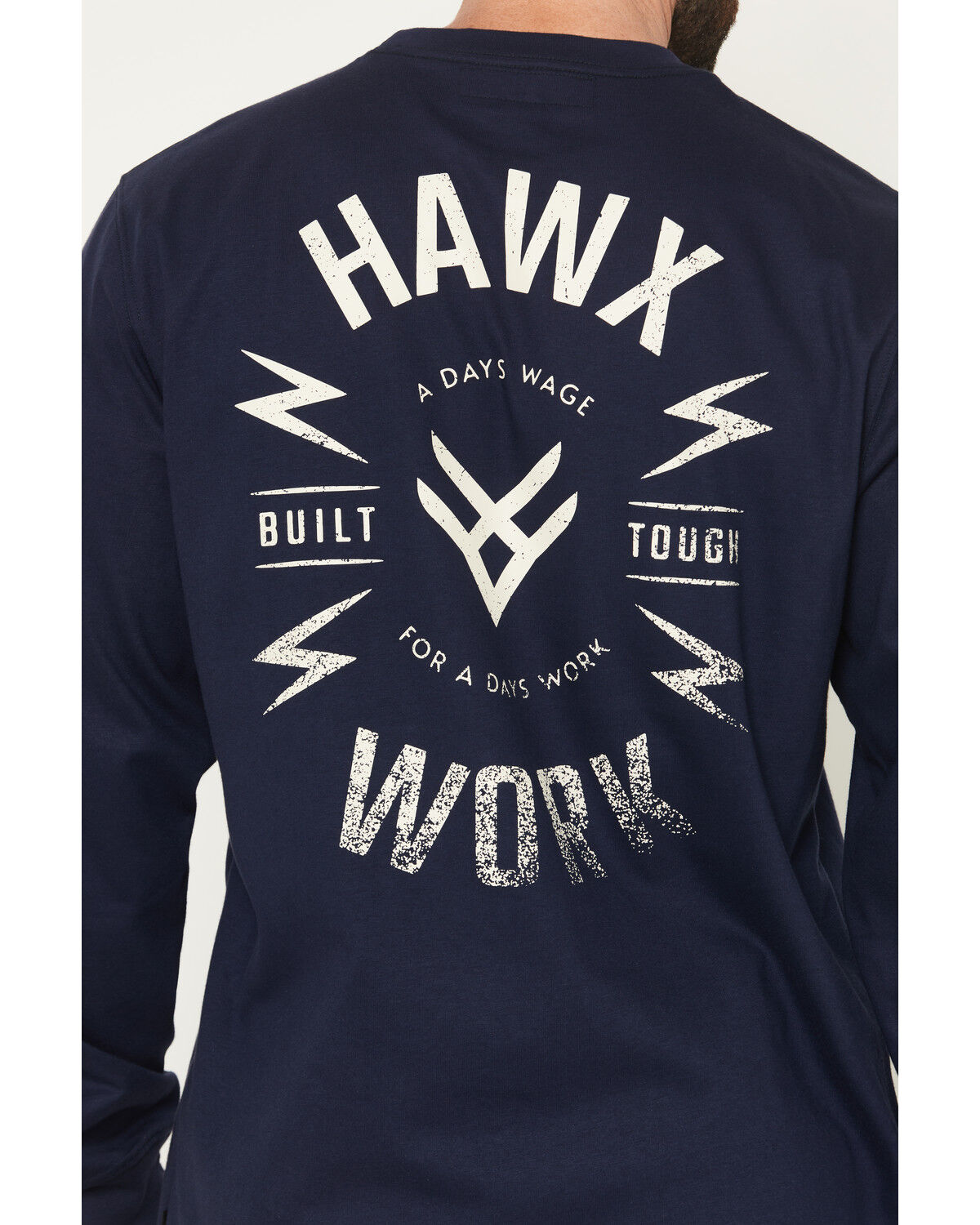 Image #4 - Hawx Men's FR Built Tough Long Sleeve Graphic Work T-Shirt, Dark Blue, hi-res