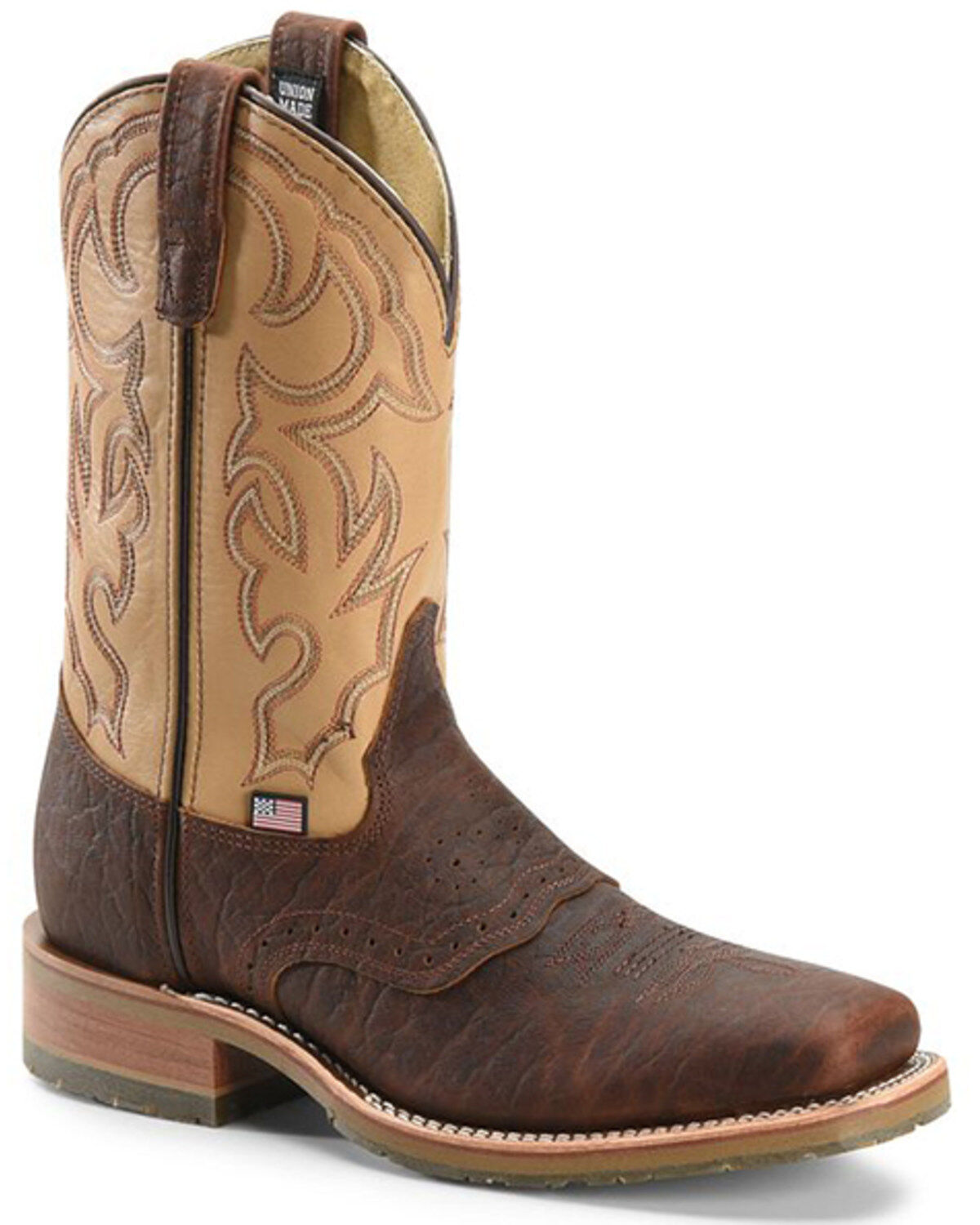 Image #1 - Double-H Men's Square Steel Toe Western Boots, Bison, hi-res
